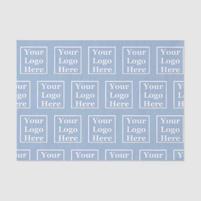 Business Light Blue Your Logo Here Pattern Tissue Paper (Front)