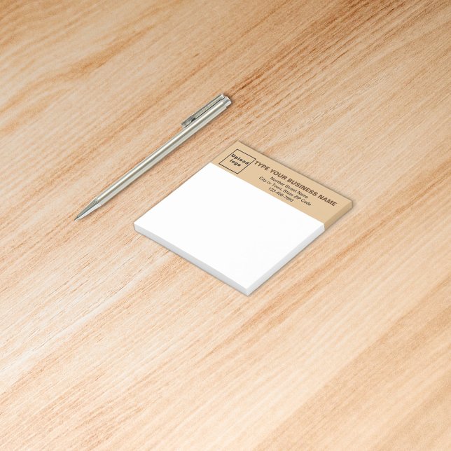Business Light Brown Heading Square post it note (Build brand name awareness. Your business brand on light brown heading of square post it note.)