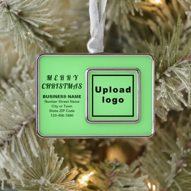 Business Light Green Framed Rectangle Silver Plated Framed Ornament (Tree)