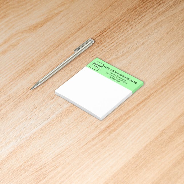 Business Light Green Heading Square post it note (Build brand name awareness. Your business brand on light green heading of square post it note.)