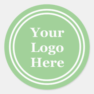 Business Light Green White Logo Promotional Classic Round Sticker