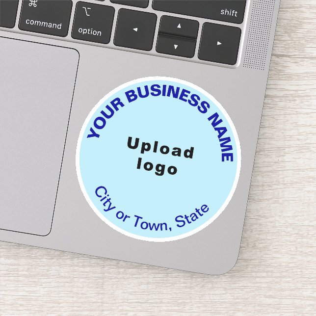 Business Location on Light Blue Round Vinyl (Detail)