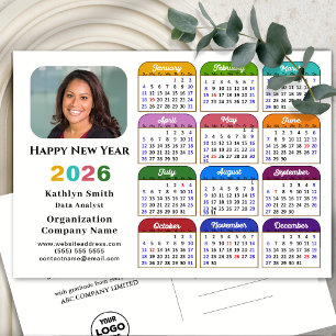 Business Logo 2026 Calendar Modern Black Colourful Holiday Postcard