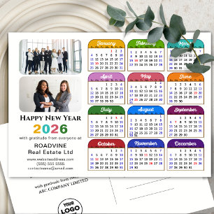 Business Logo 2026 Calendar Modern Black Colourful Holiday Postcard