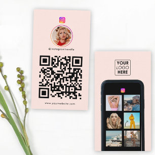 Business Logo 7 Photo Grid Social Media QR Code Card