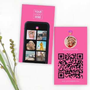 Business Logo 7 Photo Grid Social Media QR Code Card