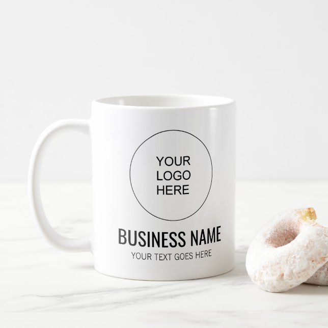 Business Logo Add Text Here Template Custom Coffee Mug (With Donut)