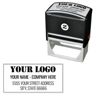 Business Logo Address Self-inking Stamp Template