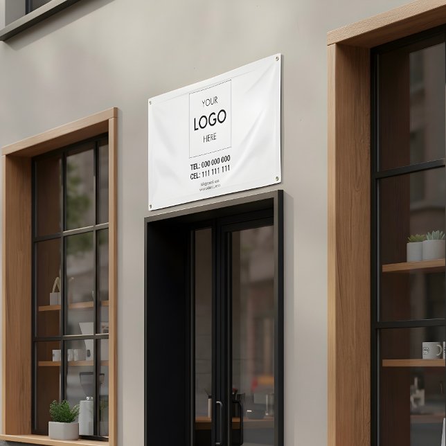 Business Logo Advertising White Banner (Creator Uploaded)