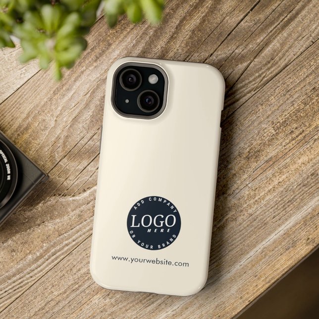 Business Logo and Company Website Address Employee Case-Mate iPhone Case (Business Loog and Website Beige iPhone Case)