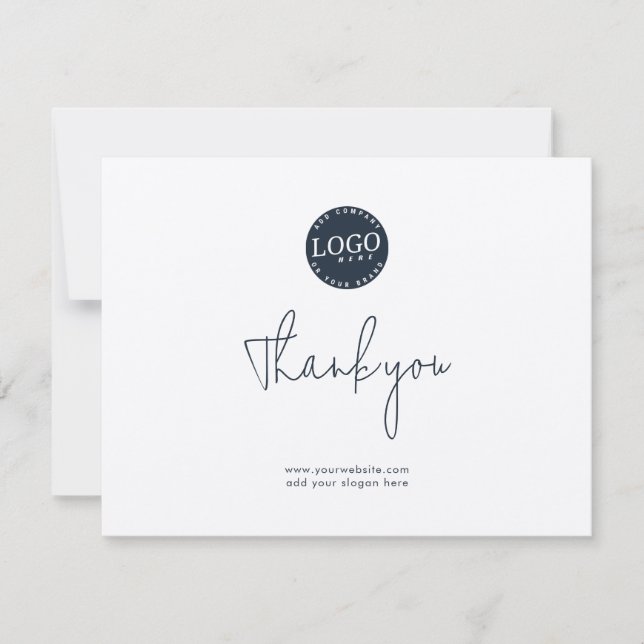 Business Logo and Company Website Clients Thank You Card (Front)