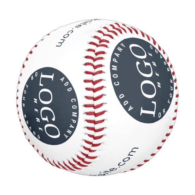 Business Logo and Company Website Employees Swag Baseball (Angled)