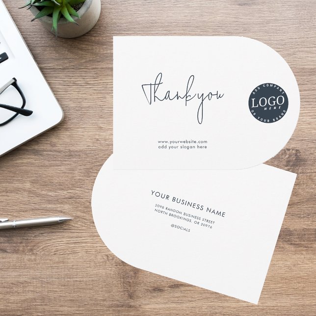Business Logo and Corporate Website Thank You Card (Business Logo Script Thank You Company Logo Arch Card)