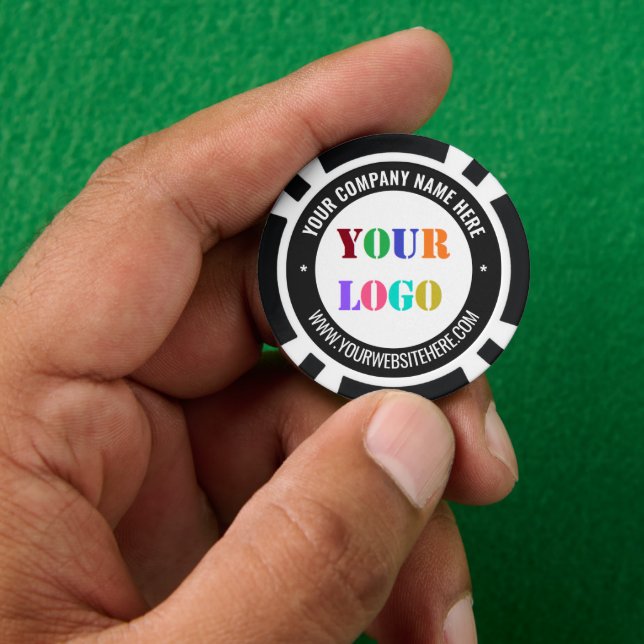 Business Logo and Custom Text Poker Chips Template (Hand)