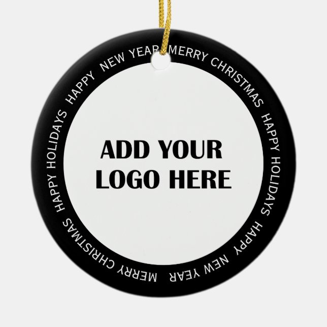 Business Logo and Information Customer  Ceramic Tree Decoration (Front)