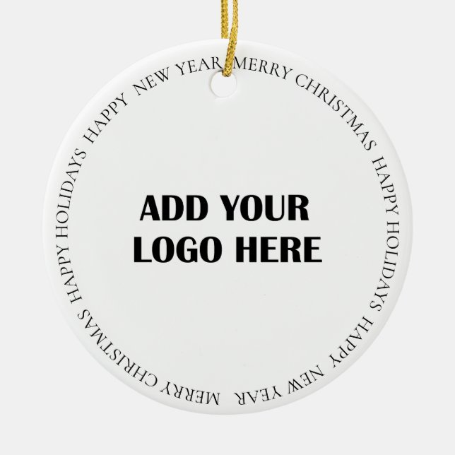 Business Logo and Information Customer   Ceramic Tree Decoration (Front)