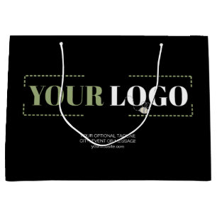 Business Logo and Optional Custom Text Promotional Large Gift Bag