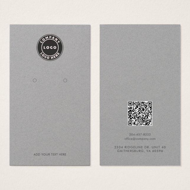 Business Logo and QR Code Earrings Display Card (Front & Back)