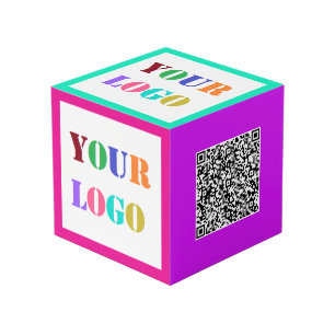 Business Logo and QR Code Promotional Cube Example