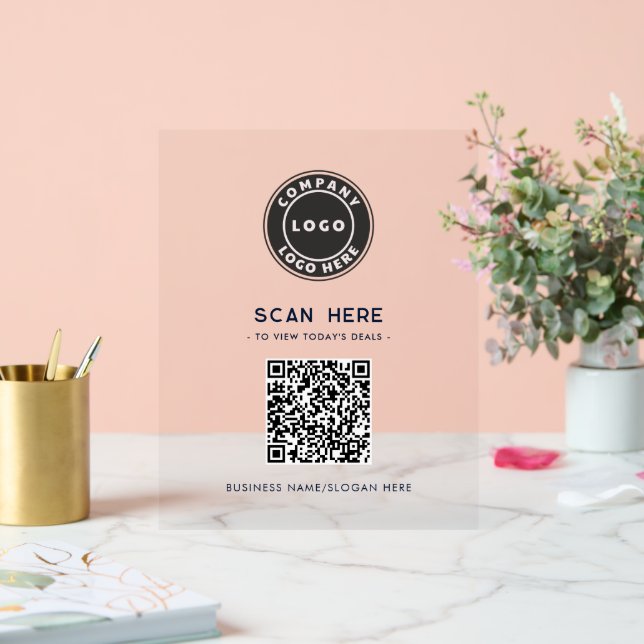 Business Logo and QR Code Scan Here Acrylic Sign (Wedding)