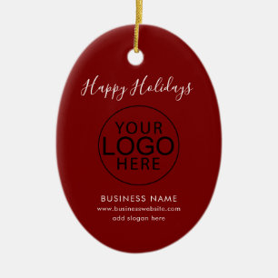 Business Logo and QR Code Script Festive Christmas Ceramic Tree Decoration