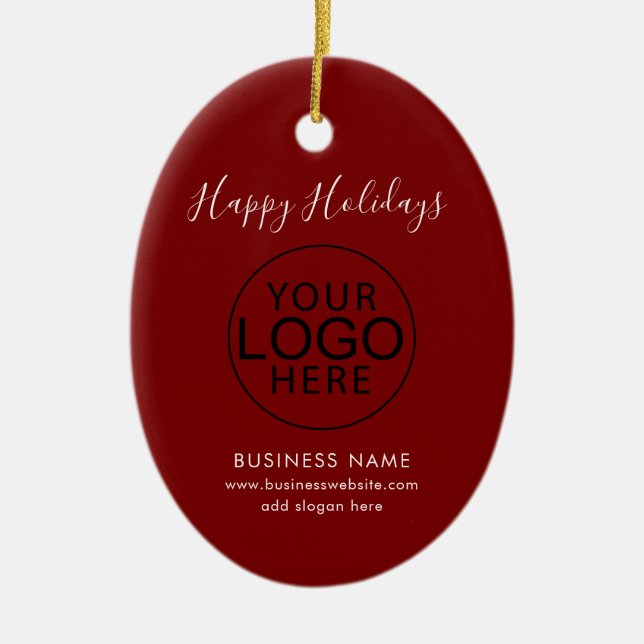 Business Logo and QR Code Script Festive Christmas Ceramic Tree Decoration (Front)