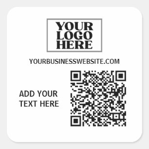 Business Logo and QR Code Square Sticker