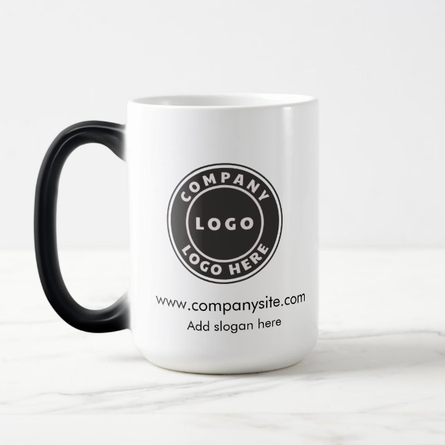 Business Logo and Slogan Custom Company Staff Magic Mug (Left)