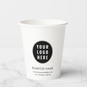 Business Logo and Tagline Promotional Minimalist Paper Cups