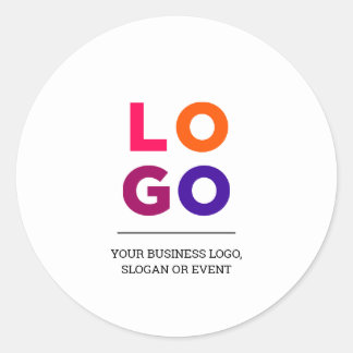 Business Logo and Text Classic Round Sticker
