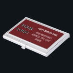 Business Logo and Text Company Business Card Case<br><div class="desc">Custom Logo and Text Promotional Business Personalised Business Card Cases / Gift - Add Your Logo / Image and Text / Information - Resize and move or remove and add elements / image with Customisation tool. Choose / add your favourite background and text colours / font / size ! Good...</div>