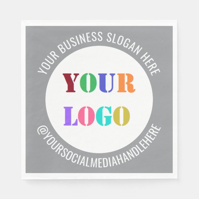 Business Logo and Text Promotional Napkins Example (Front)
