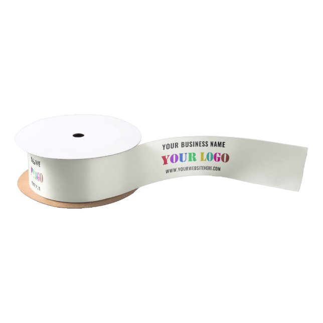 Business Logo and Text Promotional Ribbon Template Satin Ribbon (Spool)