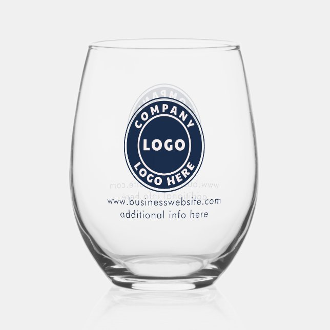 Business Logo and Website Corporate Promotional Stemless Wine Glass (Front)