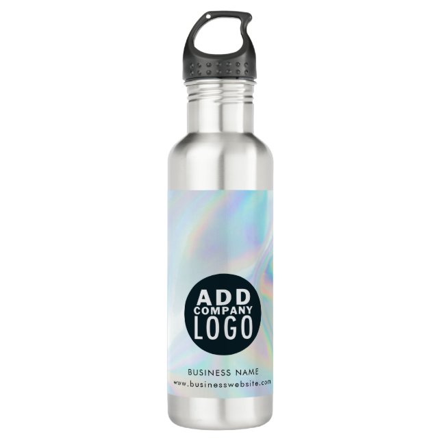 Business Logo and Website Holographic Employees 710 Ml Water Bottle (Front)