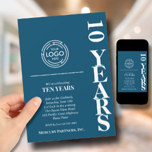 Business Logo Anniversary Blue Invitation