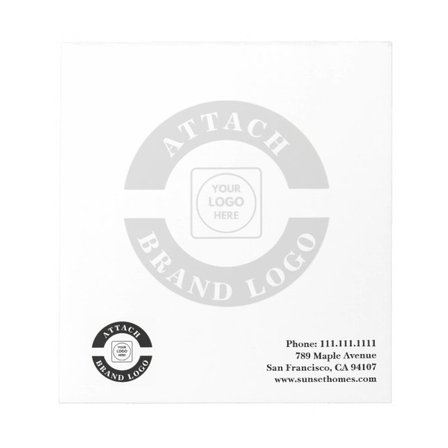 Business Logo Background Branding Notepad (Front)