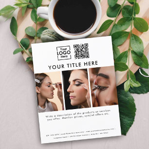 Business Logo Beauty Salon 3 Photos QR Code Flyer