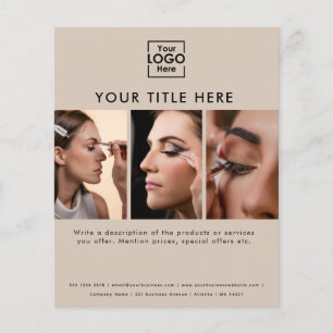 Business Logo Beige Beauty Salon 3 Photos Flyer