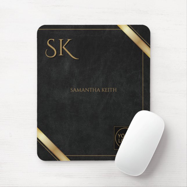 Business Logo Black and Golden Stripe  Mouse Pad (With Mouse)