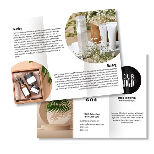 Business Logo Black and White Brochure (Business brochure with your photo or logo template. )