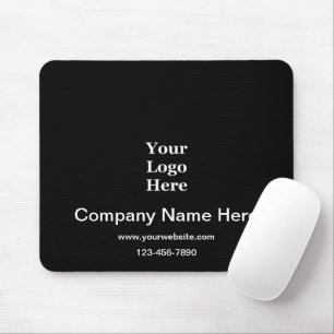 Business Logo Black and White Name Phone Website Mouse Pad
