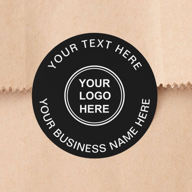 Business Logo Black Classic Round Sticker (Creator Uploaded)