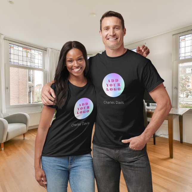 Business logo black employee workwear name T-Shirt (Creator Uploaded)