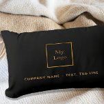 Business logo black gold elegant lumbar cushion<br><div class="desc">A stylish, classic black background. Personalise and add your business, company logo and a text. Golden letters. If you want the pillow without text, use your back-space key to delete. This pillow is also available in our store with white text. Look below the product image and click "Other products from...</div>