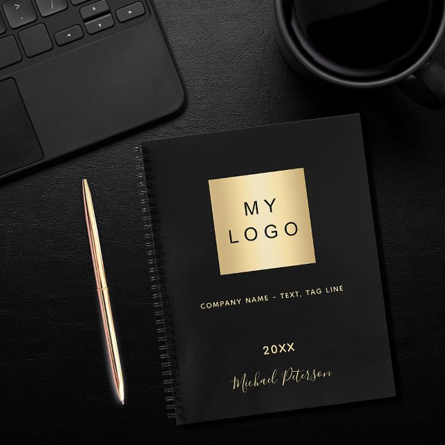 Business logo black gold elegant monogram notebook (Creator Uploaded)