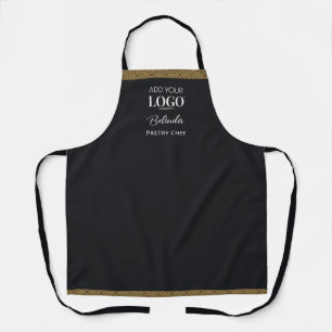 Business Logo Black & Gold Greek Key Employee Name Apron