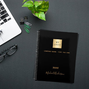 Business logo black gold name elegant 2025 planner