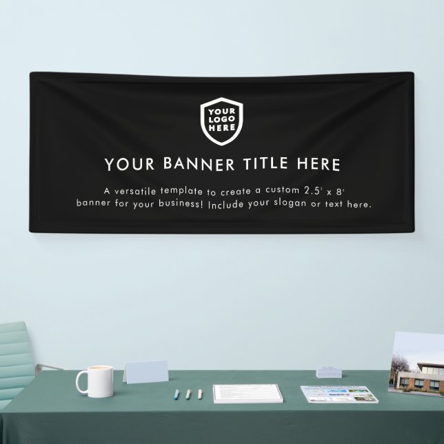 Business Logo | Black Minimalist Modern Simple 6' Banner (Tradeshow)