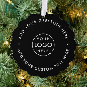 Business Logo   Black Modern Minimalist Christmas Tree Decoration Card